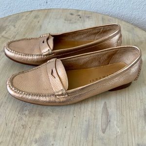 Fairmount Copper Metallic Leather Penny Loafers, Sz 8 1/2